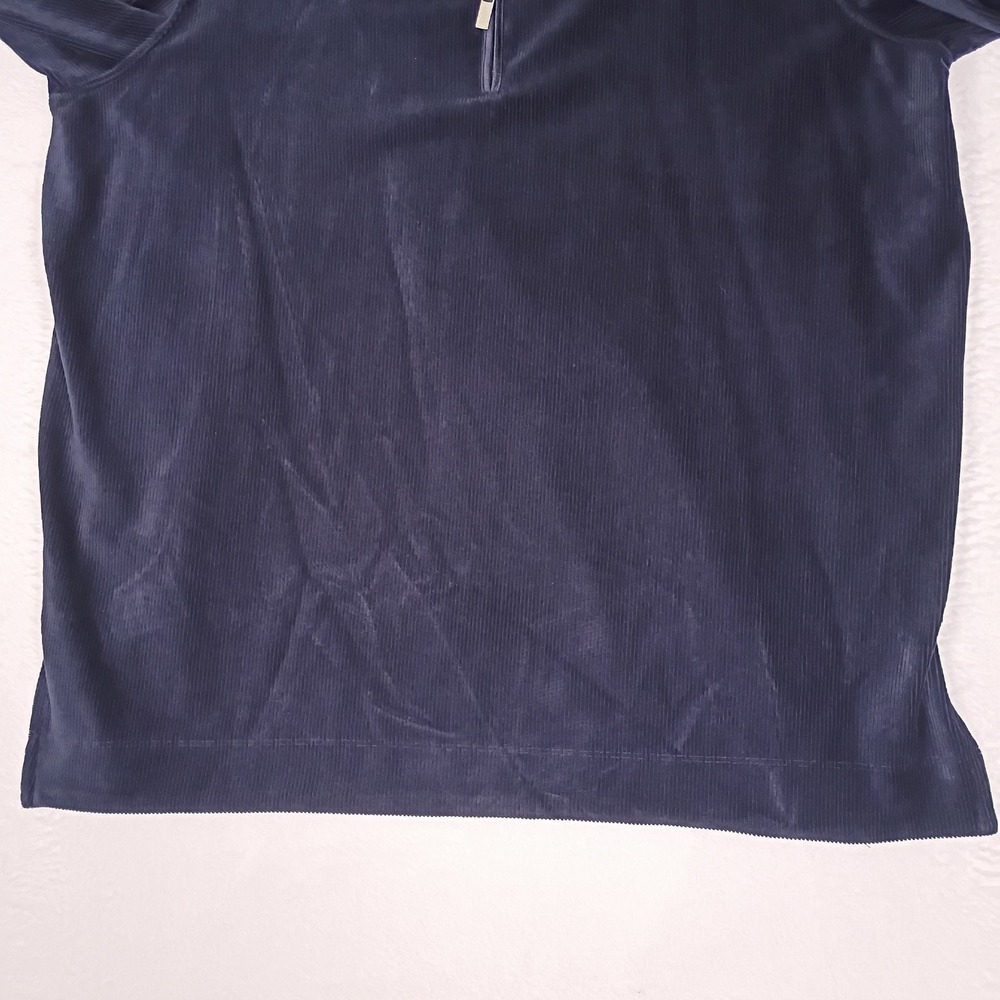 Liz Claiborne Woman Navy Corduroy Style Quarter Zip Pullover Top Plus Size 1X - Picture 8 of 14